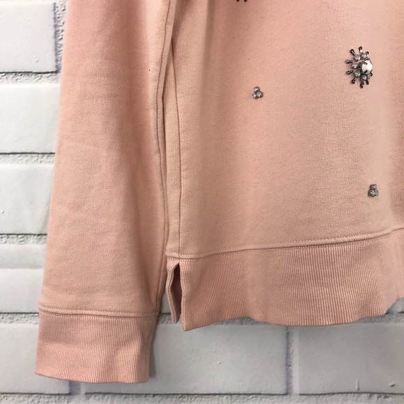 ✨Sold✨LOFT Blush Jeweled Sweatshirt XL - Picture 5 of 7